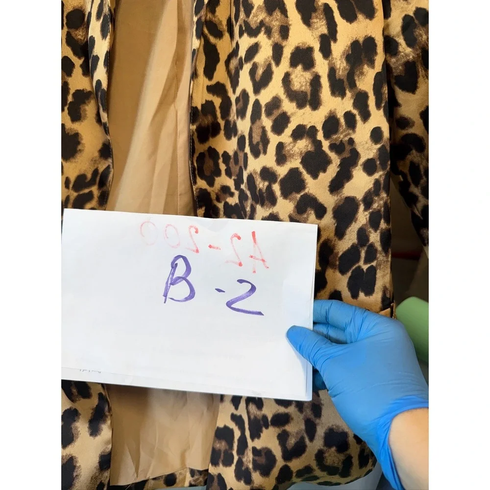 About Us Leopard Print Open Front Blazer Jacket Tan‎ Black XXS